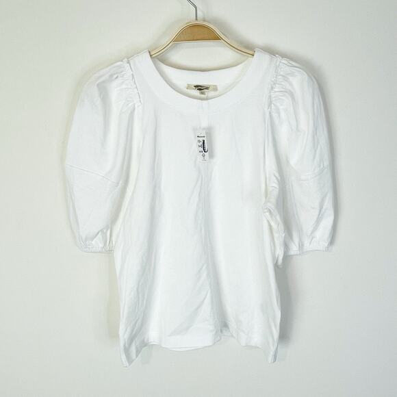 Madewell Puff-Sleeve Tee Eyelet White Medium XS NT331 Minimalist Casual Capsule - Picture 2 of 8